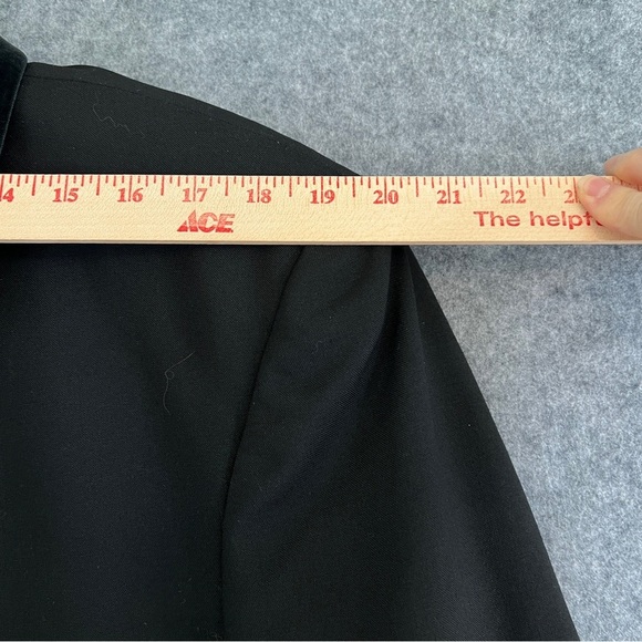 DEMETRIOS UOMO 100% Wool Mens Tuxedo Jacket Blazer Velvet Lapel Black Size 42R - Picture 8 of 12